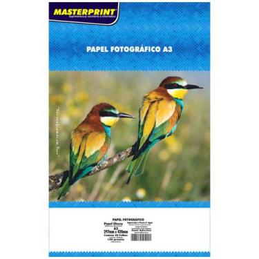 Imagem de Papel Adesivo Glossy A3 130g Fotográfico Branco Brilhante Masterprint 