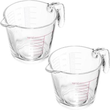 Imagem de 2 Jarras Medidoras 500ml Vidro com Alça Marcação Lyor Copo Medidor par