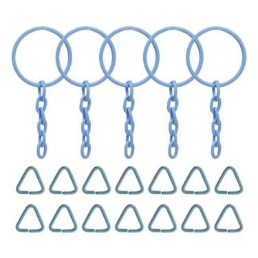 Imagem de Argola 23mm Elo 8mm Azul Bebê Para Montagem Chaveiro 100 Unidades