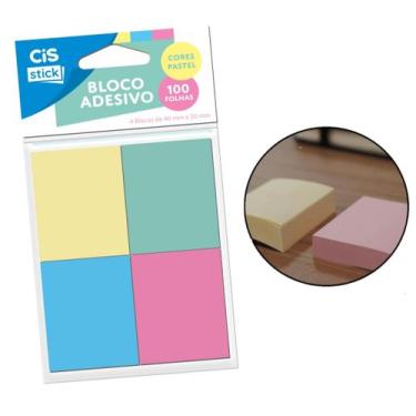 Imagem de Bloco De Notas Adesivo Colorido Pastel 100 Folhas 38x50 - CIS