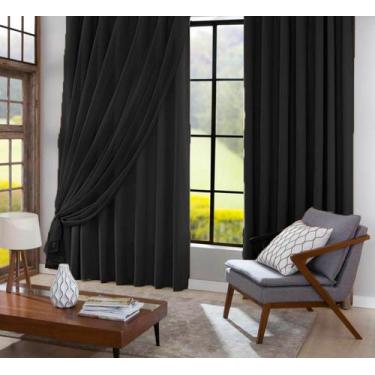 Imagem de Cortina Voil 5,50m X 3,45m Forro Blackout Trilho Suiço Duplo - Chrisne