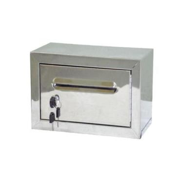 Imagem de Caixa Correio Carta Condomínio Frontal Inox Chave 15x30x18cm - Metal M