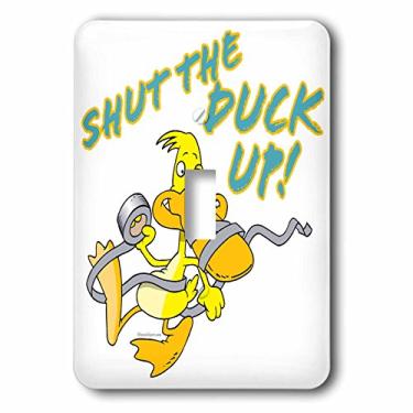 Imagem de 3dRose lsp_104316_1 Shut The Duck Up Fita adesiva Duck Toon Interruptor de botão único