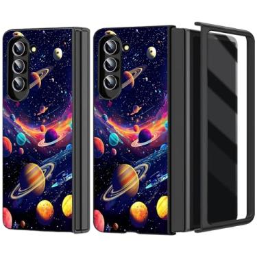 Imagem de ACWDMKH Capa para Galaxy Z Fold 6, capa para Samsung Galaxy Z Fold 6 fina, rígida, ultrafina, antiarranhões, à prova de choque, capa protetora para celular para Z Fold6, planeta espacial colorido