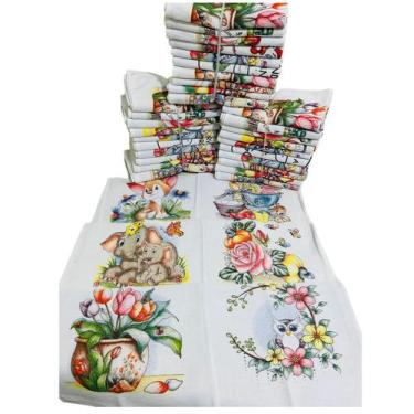 Imagem de Kit Pano De Prato Estampado Atacado -50 Unidades - Têxtil sobrinho 