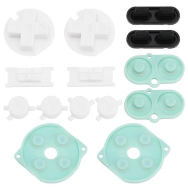 Imagem de Micro Traders 2 conjuntos de kits de botões condutores de borracha de silicone compatíveis com Game Boy Color/Gameboy GBC botão liga/desliga verde claro + preto + branco