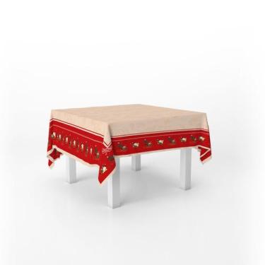 Imagem de Toalha De Mesa Quadrada Natalina Noel e Trenó 146x146cm - PRESENTE-BRI