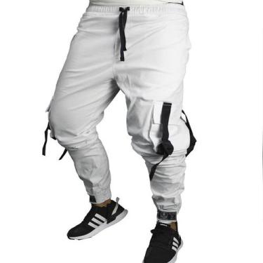 Imagem de Calça Jogger Masculina BRANCA Cargo Track Short PLUS SIZE - Art Stillo