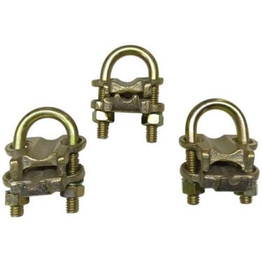 Imagem de Kit 3 Grampo Conector Gtdu Duplo Aterramento Tipo U para Haste 5/8 até