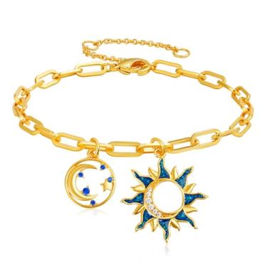 Imagem de YV-cozx Colar de sol para mulheres, colar de clipe de papel requintado, conjunto de brincos de pulseira de colar de ouro, conjunto de joias de festa, colar de talismã da sorte (colar), Medium, Cobre,