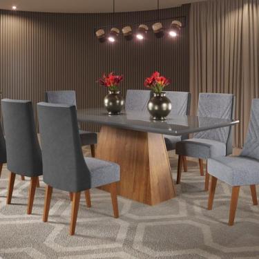 Imagem de Mesa de Jantar Retangular 200x90 Haven com 8 Cadeiras em Madeira Maciç