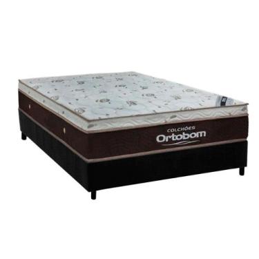 Imagem de Cama Box Casal: Colchão Molas Ensacadas Ortobom Sleep King + Base CRC 