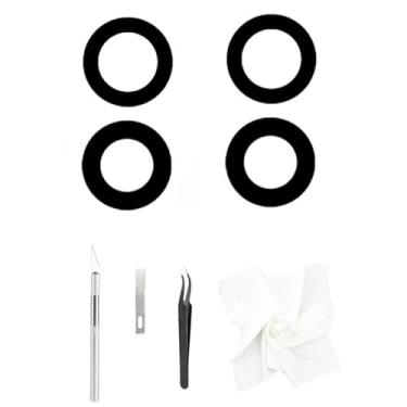 Imagem de Substituição de vidro da lente traseira da câmera traseira para iPhone 15 e iPhone 15 Plus, vidro de lente traseira com adesivo pré-instalado e ferramentas de reparo, 2 conjuntos de 4 peças