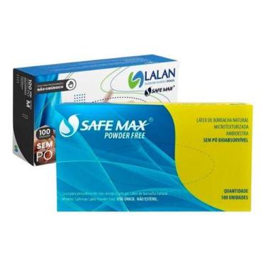 Imagem de Luva Descartável Látex Branca Sem Pó Safemax 100 Und - Lalan, Branco, 