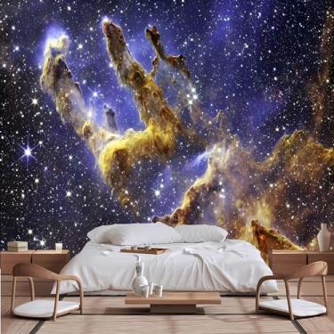 Imagem de Lcythiazole Tamanho personalizável, descasque e cole, papel de parede de galáxia, mural de papel de parede de céu estrelado, papel de parede de nebulosa do pilar de Gênesis, para sala de estar,