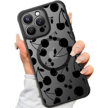 Imagem de SEXYMOM Capa magnética para iPhone 14 Pro com protetores de tela de privacidade X2 - Compatível com carregamento sem fio, lindo design floral para mulheres e meninas, capa de telefone fosca
