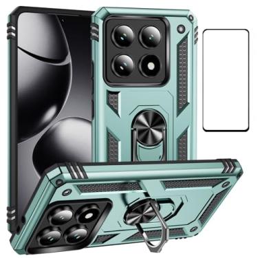 Imagem de WVOZWWO Capa para Xiaomi Mi 14T Pro com protetor de tela, proteção militar slim fit à prova de choque armadura defensora capa traseira para celular xiaomi 14t pro 2025 (14T Pro Green)