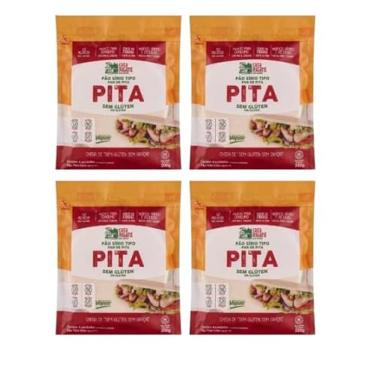 Imagem de Kit com 4 Pacotes de Pão Sírio Tipo Pita Sem Glúten - Prático, Saudável e Versátil