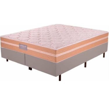 Imagem de Cama Box Casal Queen Unique Strong em molas ensacadas individualmente altura de 63 cm largura 158 Bege