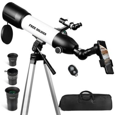Imagem de Telescópio FREE SOLDIER 80 mm, abertura, 500 mm, refrator branco