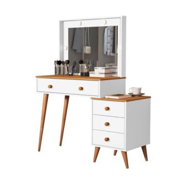 Imagem de Penteadeira camarim MDF com led Agata luxo Basoto Brasil