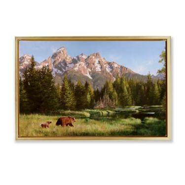 Imagem de Stupell Industries Taking The Scenic Route Framed Floater Canvas Wall Art Design por Mark Kelso, moldura flutuante dourada, 63 x 43 cm