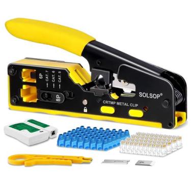 Imagem de Kit de ferramentas de crimpagem Solsop Pass Through RJ45 Ethernet Cat7