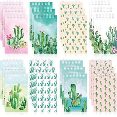 Imagem de 24 peças de cadernos espirais de cacto pequenos, blocos de notas com bolso de cacto, mini cadernos de cacto, blocos de notas em espiral para festa de cacto, professor, sala de aula, escritório, viagem, recompensas, 6,9 x 9,9 cm