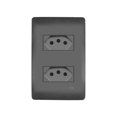 Imagem de Tomada Dupla Fame Habitat Black 2p+t 10a Com Placa 4x2 Preta