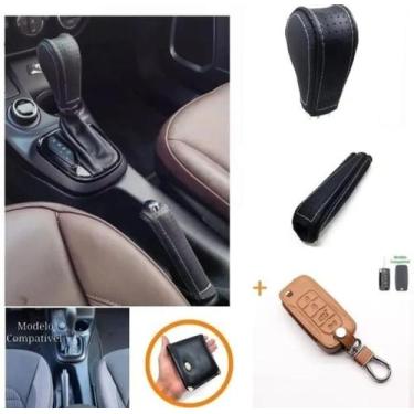 Imagem de Kit Capa Couro Chave + Câmbio Automático e Alavanca Freio de Mão Fiat 