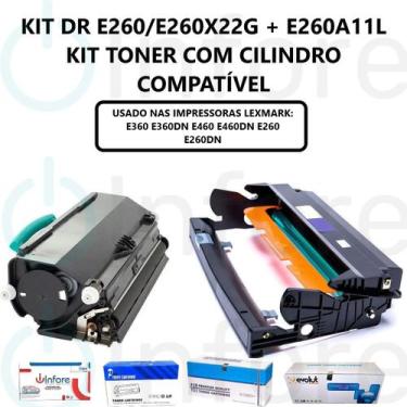 Imagem de Compatível: Combo Fotocondutor E260X22G + Toner E260A11L P/E460dn E360