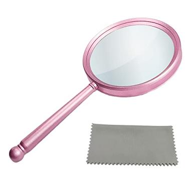 Imagem de HOPLEX Lupa De Mão 5X Com Cabo Metal Inquebrável E Lente Grande Vidro 84 Mm Para Idosos Crianças (Ouro Rosa)