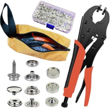 Imagem de FUZHIJIA Kit De Fechos Pressão Para Serviço Pesado, Ferramenta Botões 15 Mm, 134 Peças Tecido Com Ferramenta, Reparo Metal Alicate, Substituição Capa Barco, Couro Faça Você Mesmo, Roupas, Costura