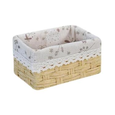 Imagem de WeiLaiKeQi Cesta retangular organizadora de cesta trançada para decoração de casa, acessórios de armazenamento, para chocolate, aperitivos, doces e café da manhã, S