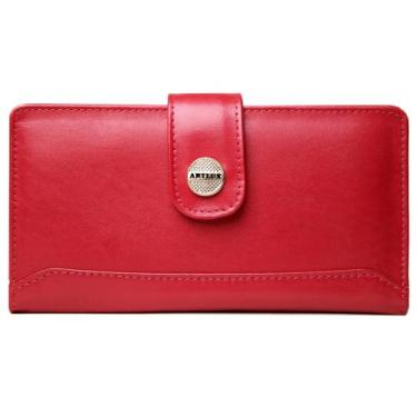 Imagem de Carteira Feminina de Couro Artlux 075, Vermelho