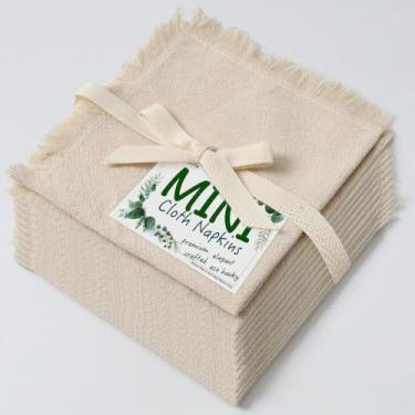 Imagem de Urby Guardanapos De Algodão Reutilizáveis Eco Hanky 25X25 Cm (Franja Rústica). Pequenos Pano. Ideal Para Crianças Usarem Em Almoços, Jantares E Ocasiões Como Casamentos, Aniversários Coquetéis. (Nat