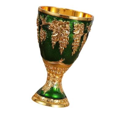 Imagem de Llazsybz Taça de Vinho de Metal Medieval, Presentes Inovadores, Gravura, Suprimentos para Festas, Decoração de Mesa Multiuso, Vidro, VERDE OURO