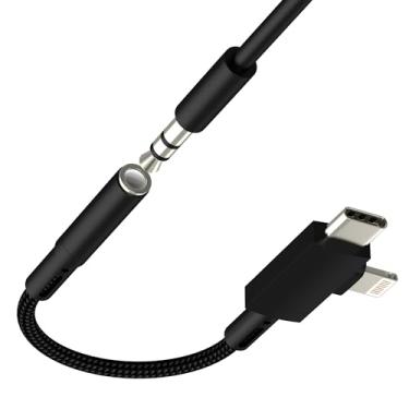 Imagem de Adaptador USB C Lightning para conector de fone de ouvido de 3,5 mm (2 em 1) divisor de cabo de áudio auxiliar para iPhone 16 15 14 Pro para Apple MFI certificação fone de ouvido conector de microfone