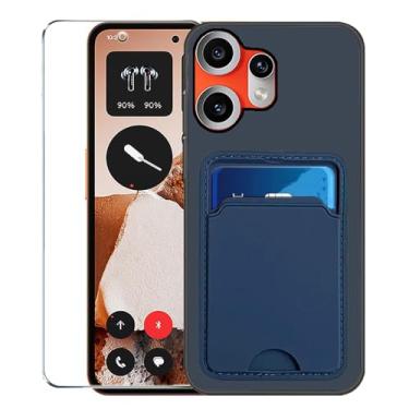 Imagem de Covthch Capa for Nothing CMF Phone 2 Pro com protetor de tela, Nothing CMF Phone 2 Pro, capa protetora antiderrapante de borracha de silicone TPU fina com suporte de cartão - azul