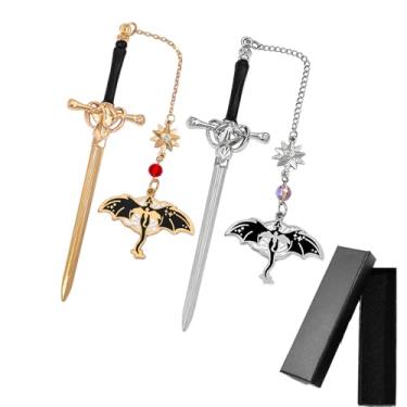 Imagem de Marcadores de livro de aço inoxidável da quarta asa, marcador de livro de metal de dragão voador com borla, marcador de livro para leitura de mulheres e homens, acessórios de leitura para amantes de