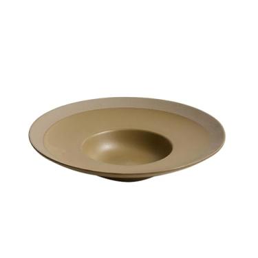 Imagem de Prato de chapéu de forno vintage de cerâmica restaurante sobremesa prato grosso de sopa - marrom prateado