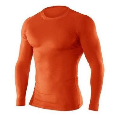 Imagem de Kit 5 Camisas Masculina Manga Longa Malha Fria - Genérico, Laranja neo
