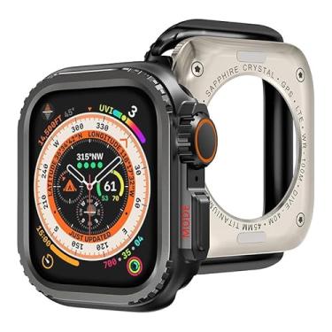Imagem de Capa Protetora Case Bumper De Aço titanium Inoxidável marca 123smart Compativel Com Iwatch Serie 7 8 9 45mm - Cor Preto