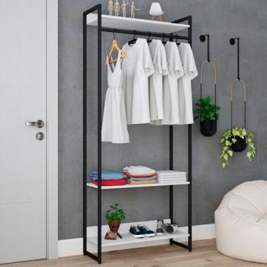 Imagem de Closet Arara 3 Prateleiras Branco Chess/Preto 19227 - Compace, Preto, 