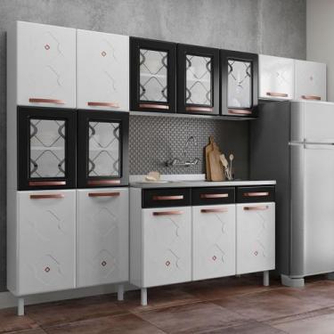 Imagem de Cozinha de Aço Completa Mirage New 14 Portas 2 Gavetas Branco/Preto 81