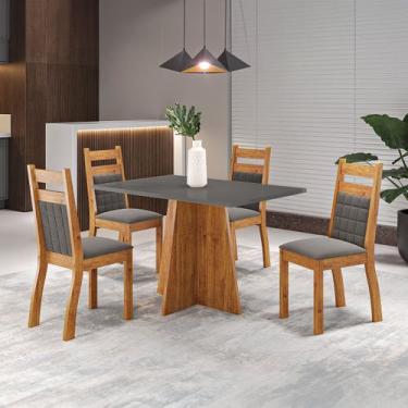 Imagem de Mesa de Jantar 4 Lugares Sauvignon Mel/Cinza/Grafite - Viero Móveis, C