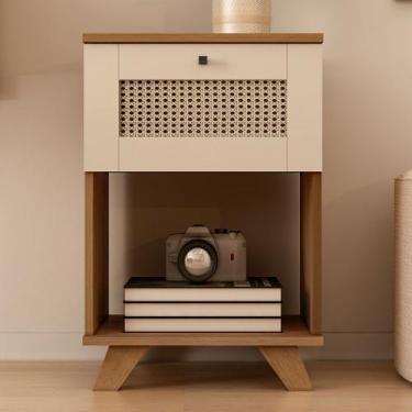 Imagem de Mesa de Canto Decor 1 Gaveta Cinamomo/Off White - Artely Móveis, Bege
