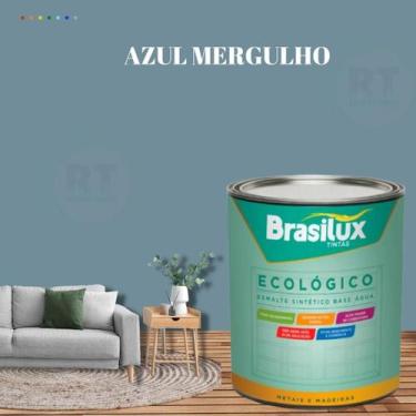 Imagem de Esmalte Sintético Brasilux Base Água Ecologico Cor Azul 800ML Brilhant