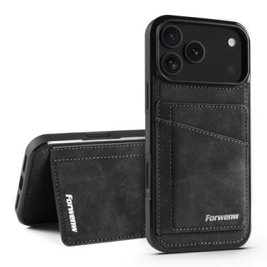 Imagem de MRRSIWEI Capa para APP 107 Pro, capa flip de couro PU com compartimentos para cartões, suporte, proteção à prova de choque, capa flip masculina para IPE 107 Pro.F preta