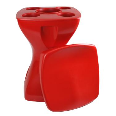 Imagem de Banqueta Petisqueira Vermelha Multiuso Design Moderno Mesa Lateral Apoio Decorativo Para Piscina Jardim Varanda Sala